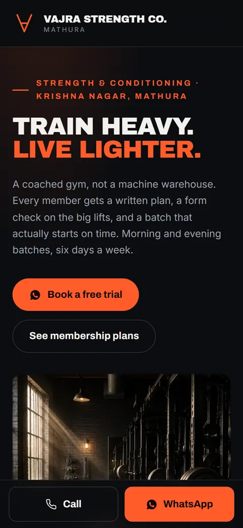 Gym or fitness studio on a phone
