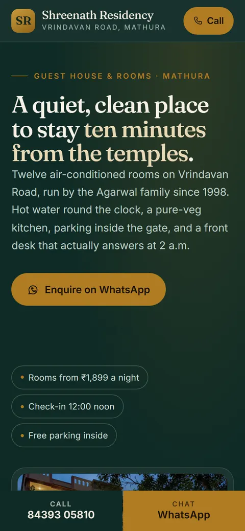 Hotel or guest house on a phone