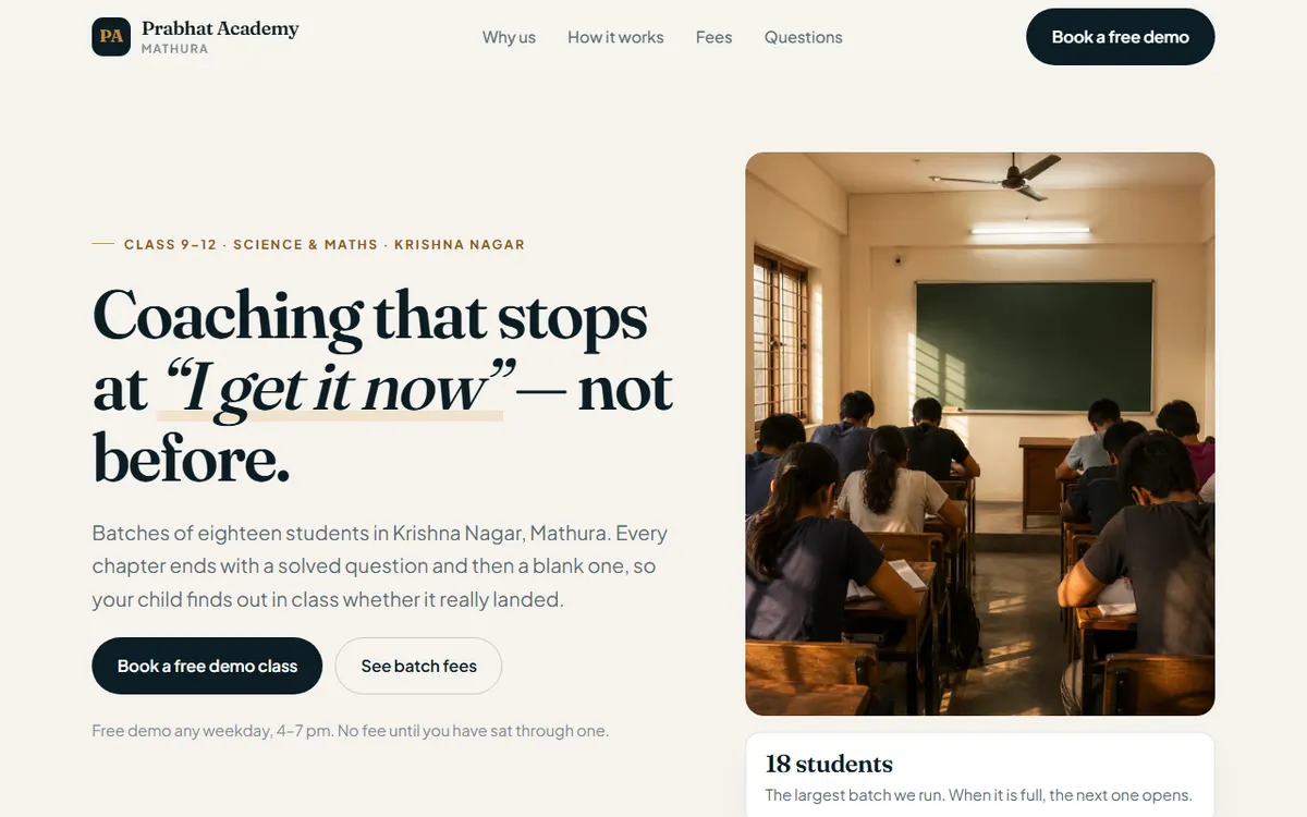 Startup or service landing page — design preview