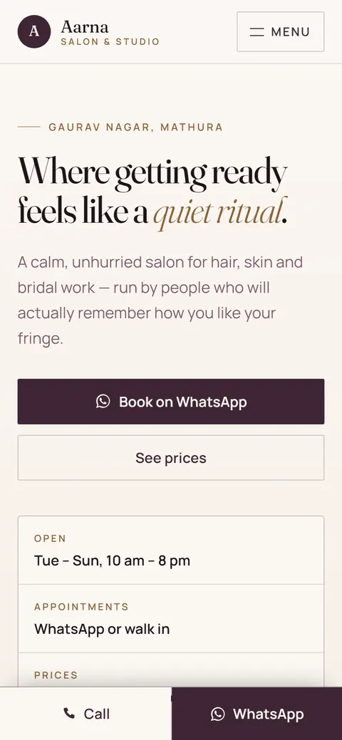 Salon or spa on a phone