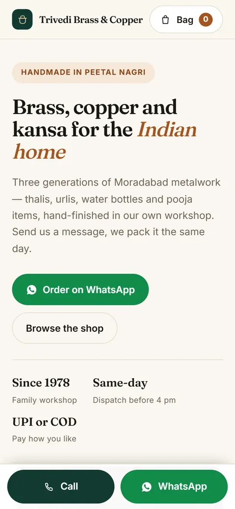 Online store on a phone