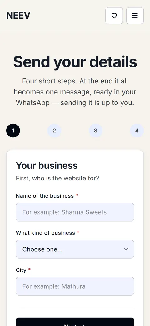 Booking or enquiry form on a phone